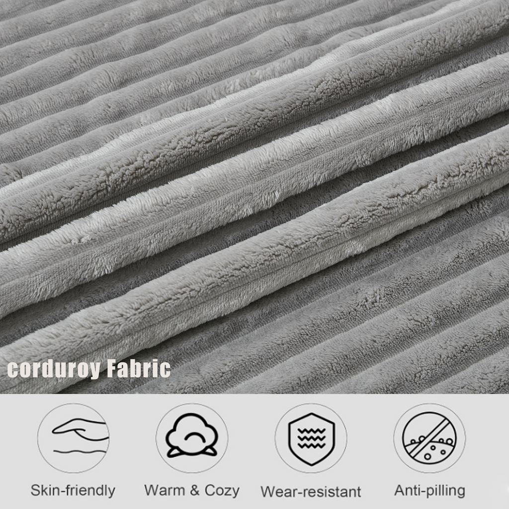 127''  Large Sectional Sofa ,Elegant Curved Design ,High-Resilience Foam ,Ten Back Cushions,L-Shape Left Sofa,No Assembly  Required , (Gray-Soft Corduroy Fabric)