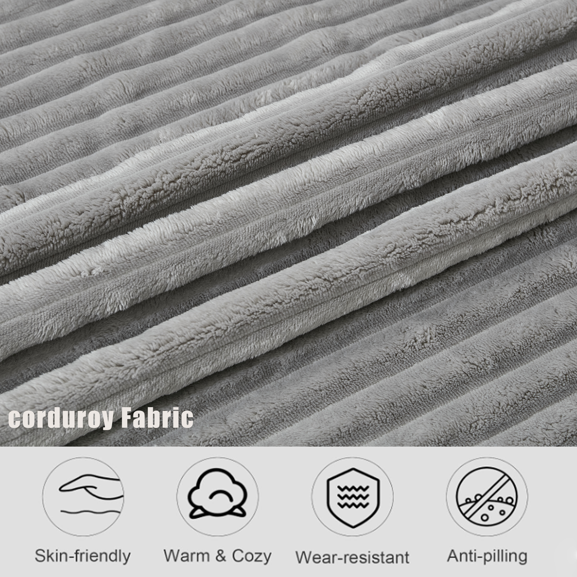 127''  Large Sectional Sofa ,Elegant Curved Design ,High-Resilience Foam ,Ten Back Cushions,L-Shape Left Sofa,No Assembly  Required , (Gray-Soft Corduroy Fabric)