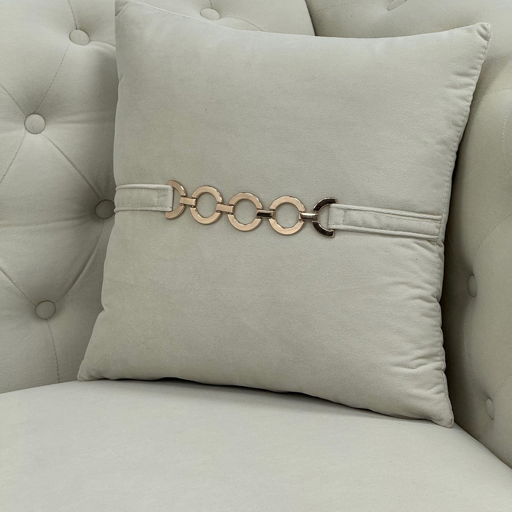 FX-P83-2PC SOFA -CW4  Modern Velvet Upholstered Sofa Set of 2, Cream White 3-Seater Sofas with Gold Metal Legs Contemporary Living Room Furniture for Family Homes, Apartments, and Lounge Spaces