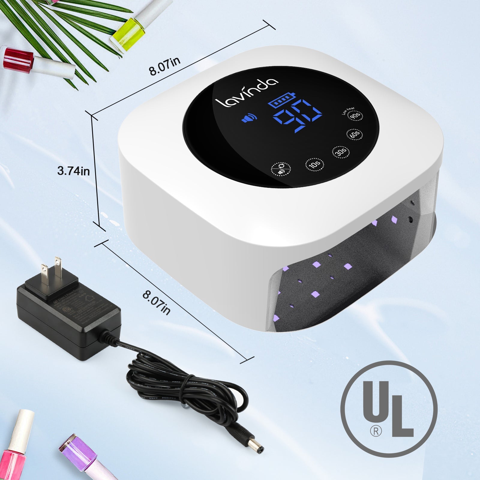 Crown™ Nail Lamp - White - 54W Rechargeable UV/LED