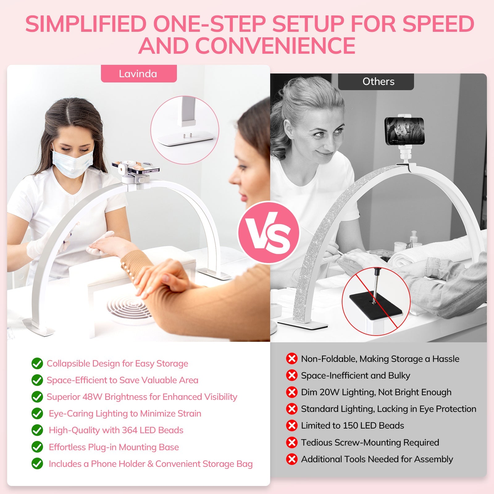 ArcGlow™ Half Moon Foldable Nail Lamp - Plain White - 3000–6000K Adjustable