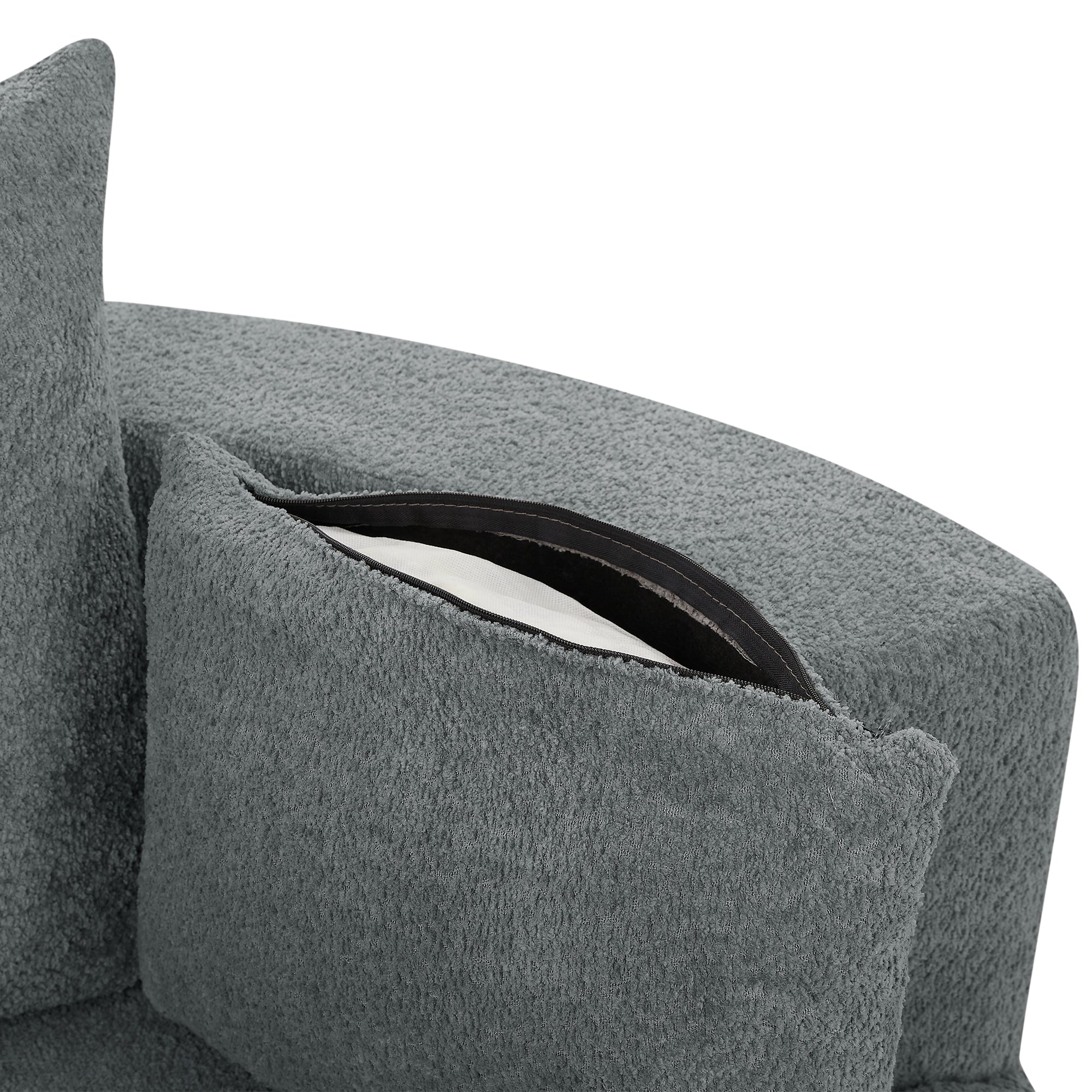 Modern Accent Swivel Barrel Chair with Removable Pillows, Grey Chenille, 56.3x56.3x35.5 in
