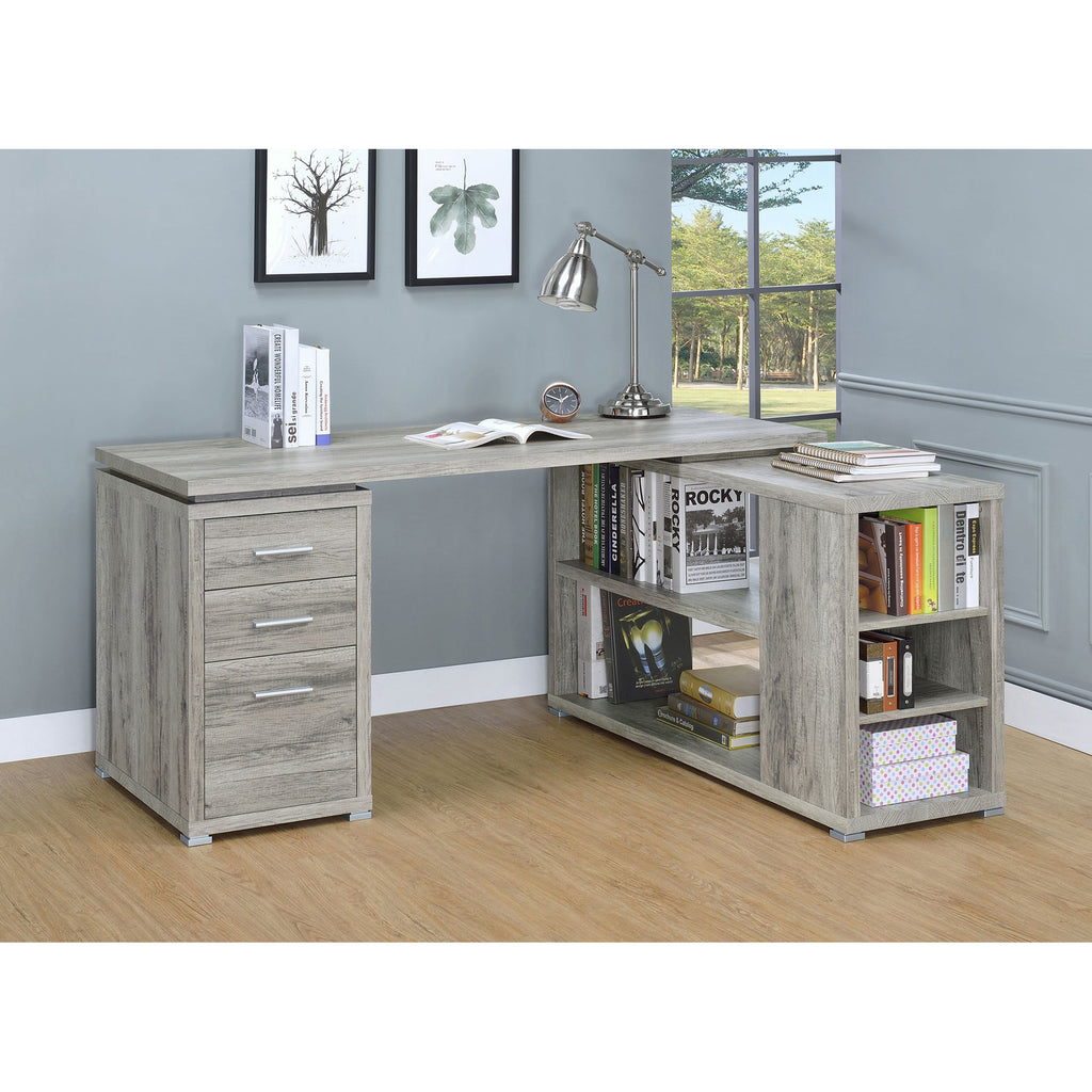Tona Grey Driftwood 3-Drawer L-shape Desk