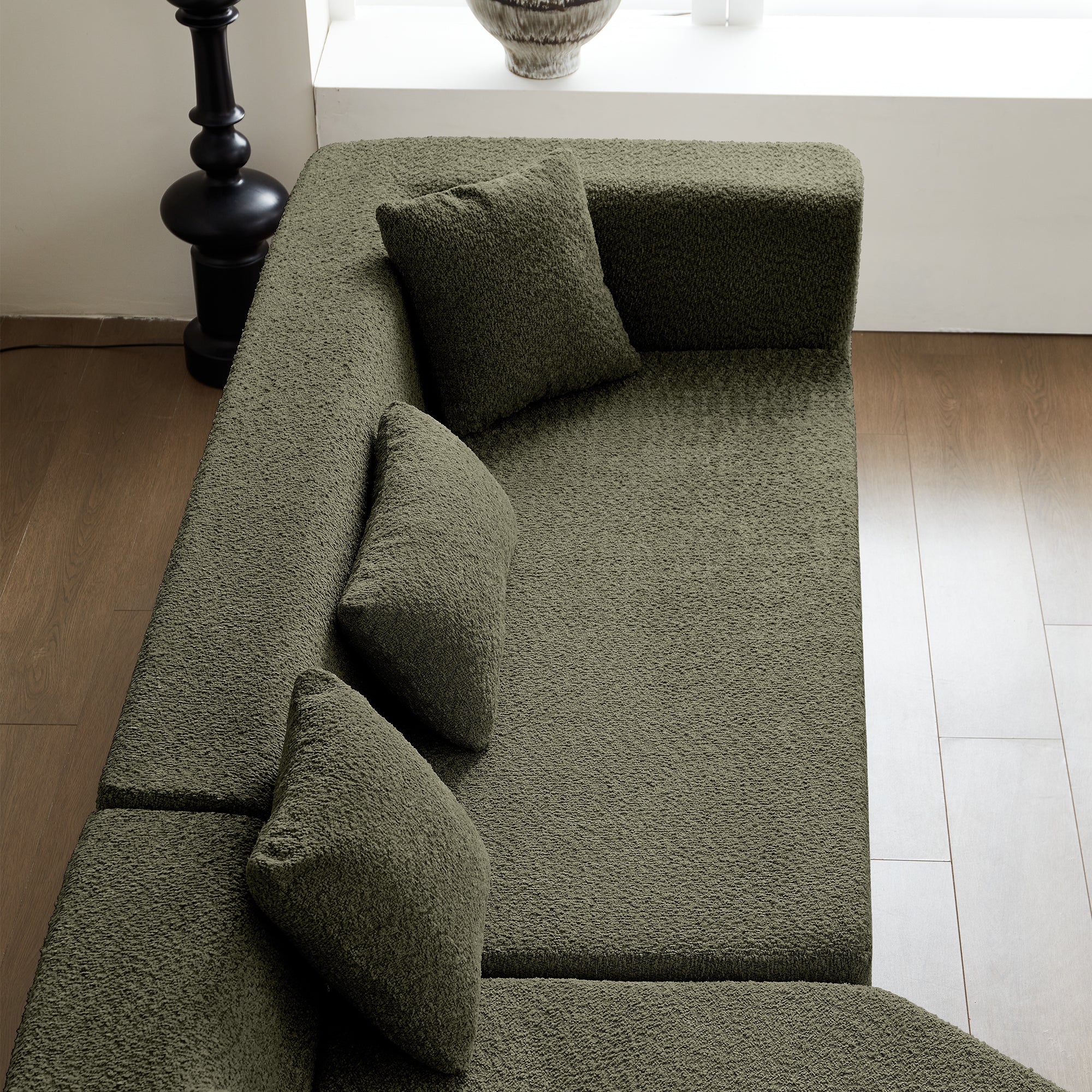 127.5'' Modern Minimalist Sectional Cloud Couch With Deep Seat,No Assembly Required