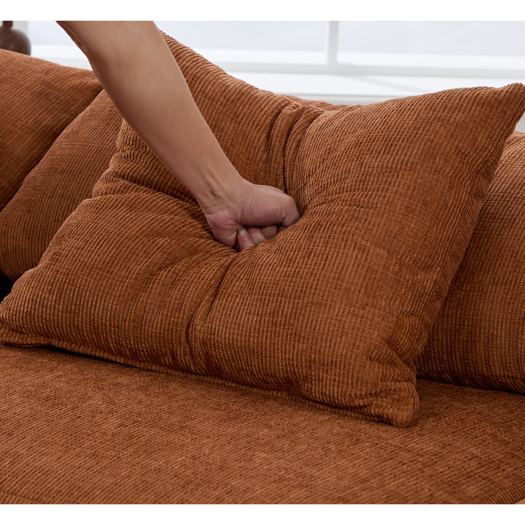 142' L Shaped Modular Sectional Sofa,No Assembly,5 Piece Couch, Convertible Sleeper Couch,Full-Compressed Couch,Free-Combined Couches,5 Seat & Ottoman,Chenille,Orange