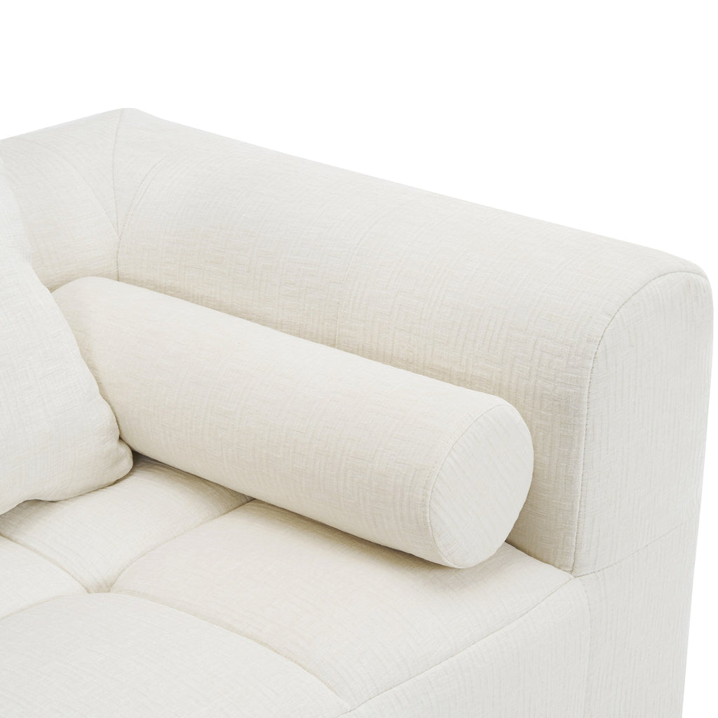 Modern Beige Modular Sectional Sofa with Deep Seating and Side Pockets, Chenille Upholstery, 101.2'