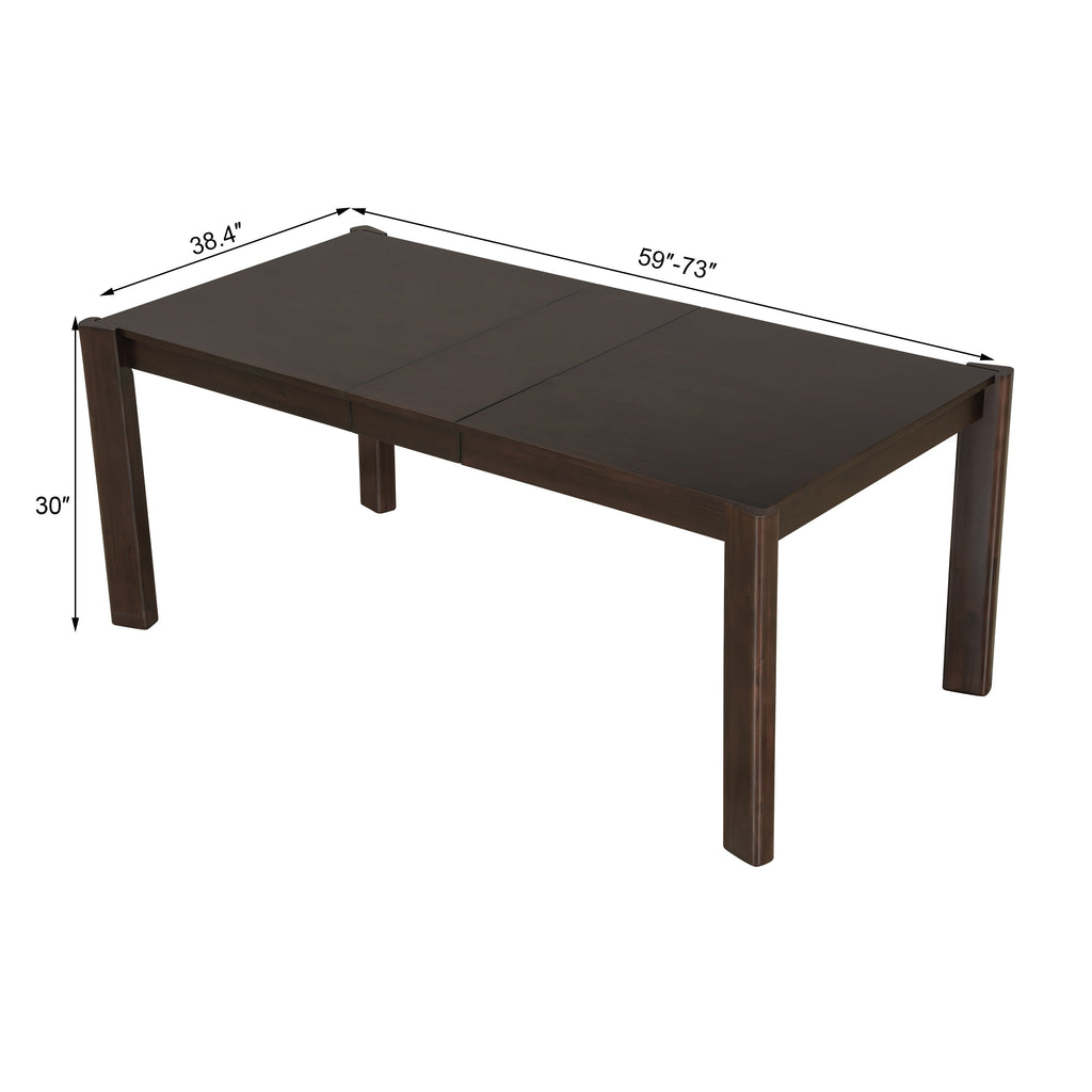 Modern Farmhouse Extendable Dining Table Set with Solid Wood Rattan Chairs – Expandable 59' to 73' for 4-8 Guests in Walnut & Champagne