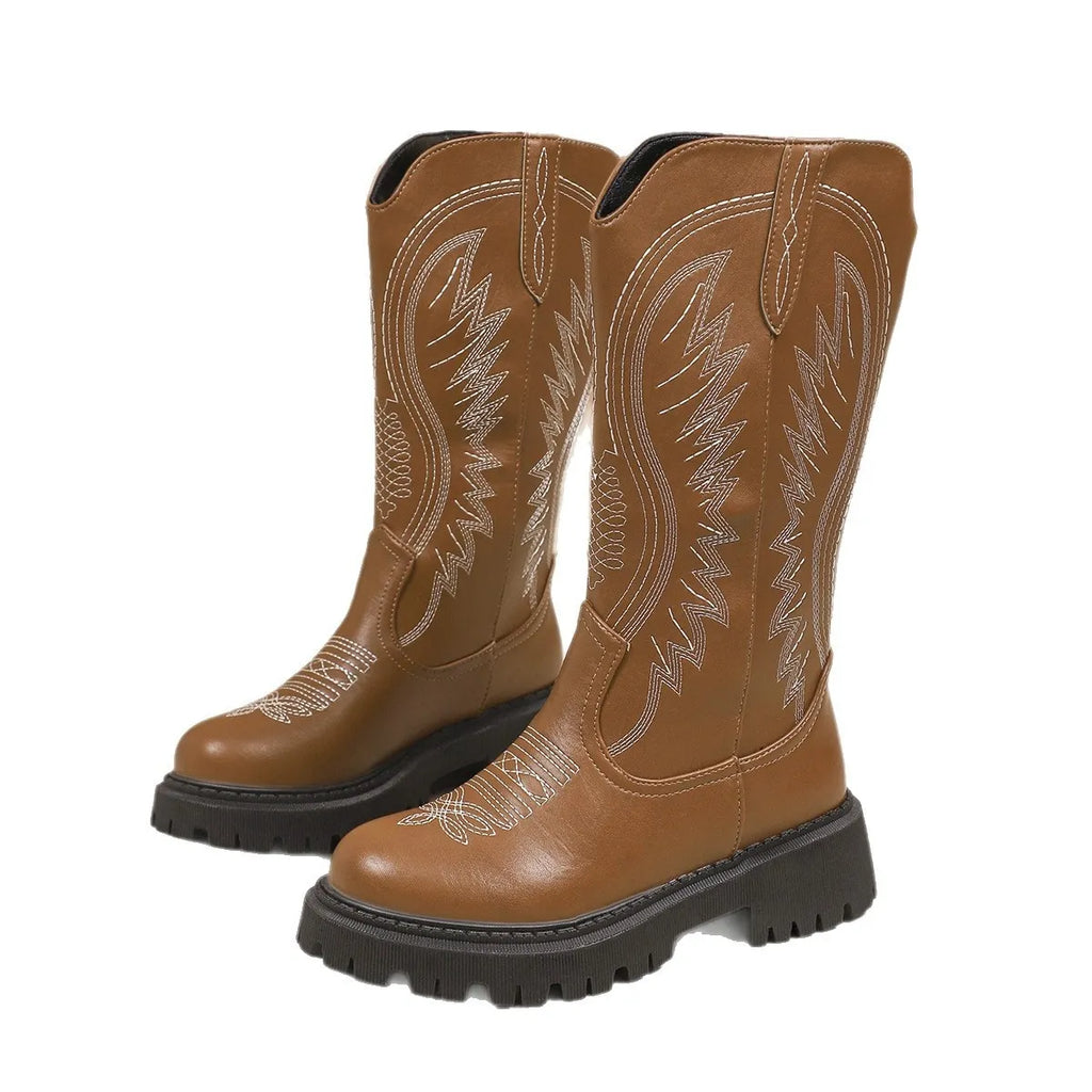 Round Toe Block Heels Boots