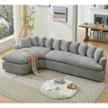 127''  Large Sectional Sofa ,Elegant Curved Design ,High-Resilience Foam ,Ten Back Cushions,L-Shape Left Sofa,No Assembly  Required , (Gray-Soft Corduroy Fabric)