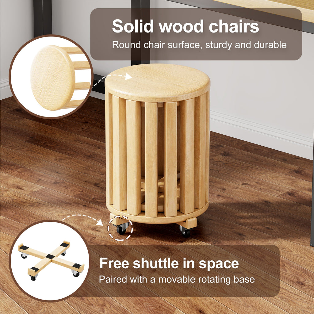 100% solid wood stackable stools set of 4, wooden stools, 18-inch stools, stacking stools, nesting tables, sturdy and durable, no installation required, top stackable round side table