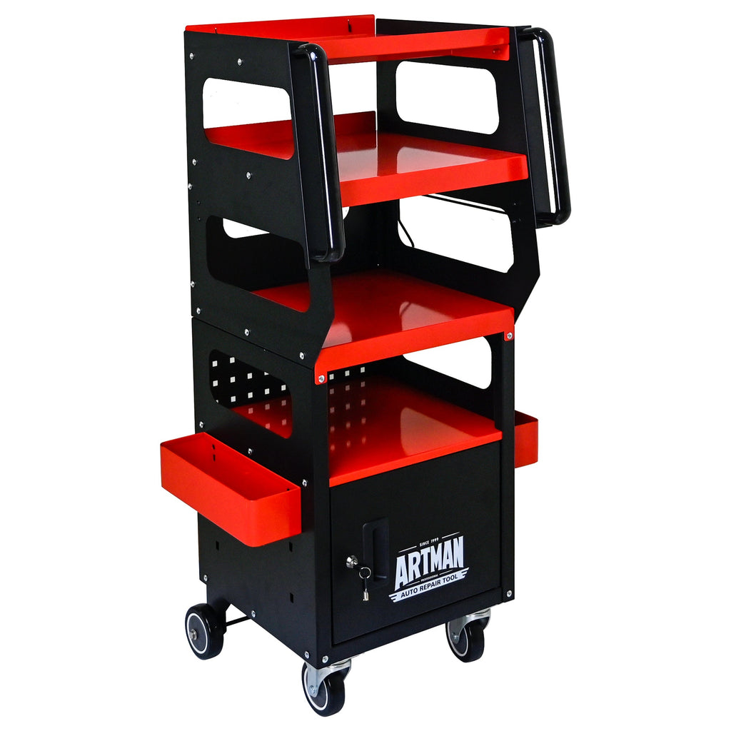 4 Level Multi-Purpose Trolley for Diagnostics - Black + Red