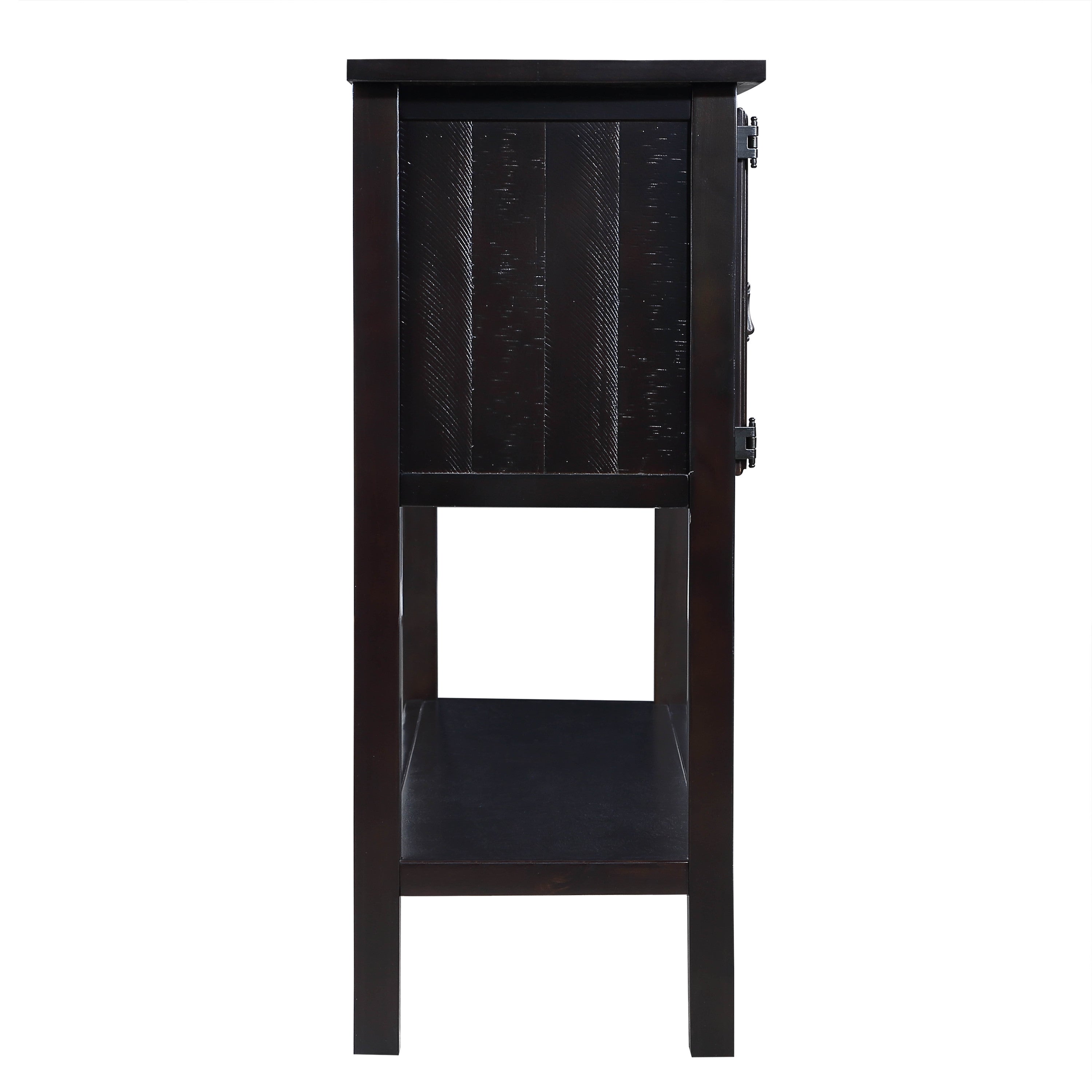 48'' Solid Wood Sideboard Console Table with 2 Drawers and Cabinets and Bottom Shelf, Retro Style Storage Dining Buffet Server Cabinet for Living Room Kitchen Dining Room (Espresso