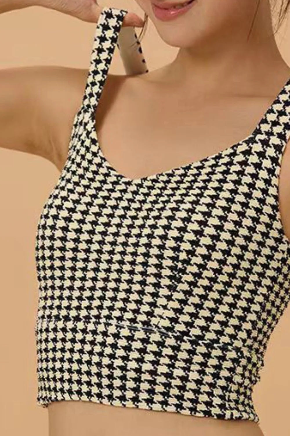 Crisscross Back Houndstooth Active Bra