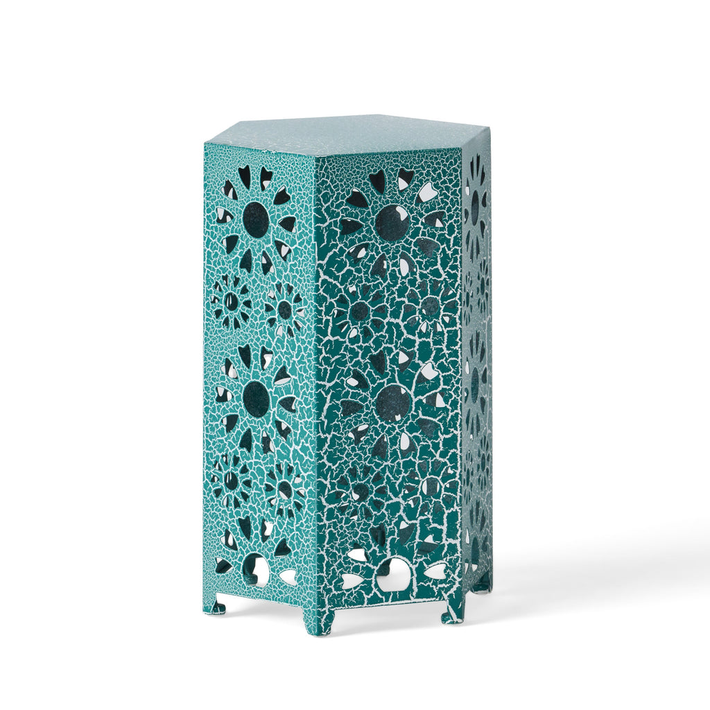 ELIANA Modern 12' Side Table with Iron Frame in Teal Finish