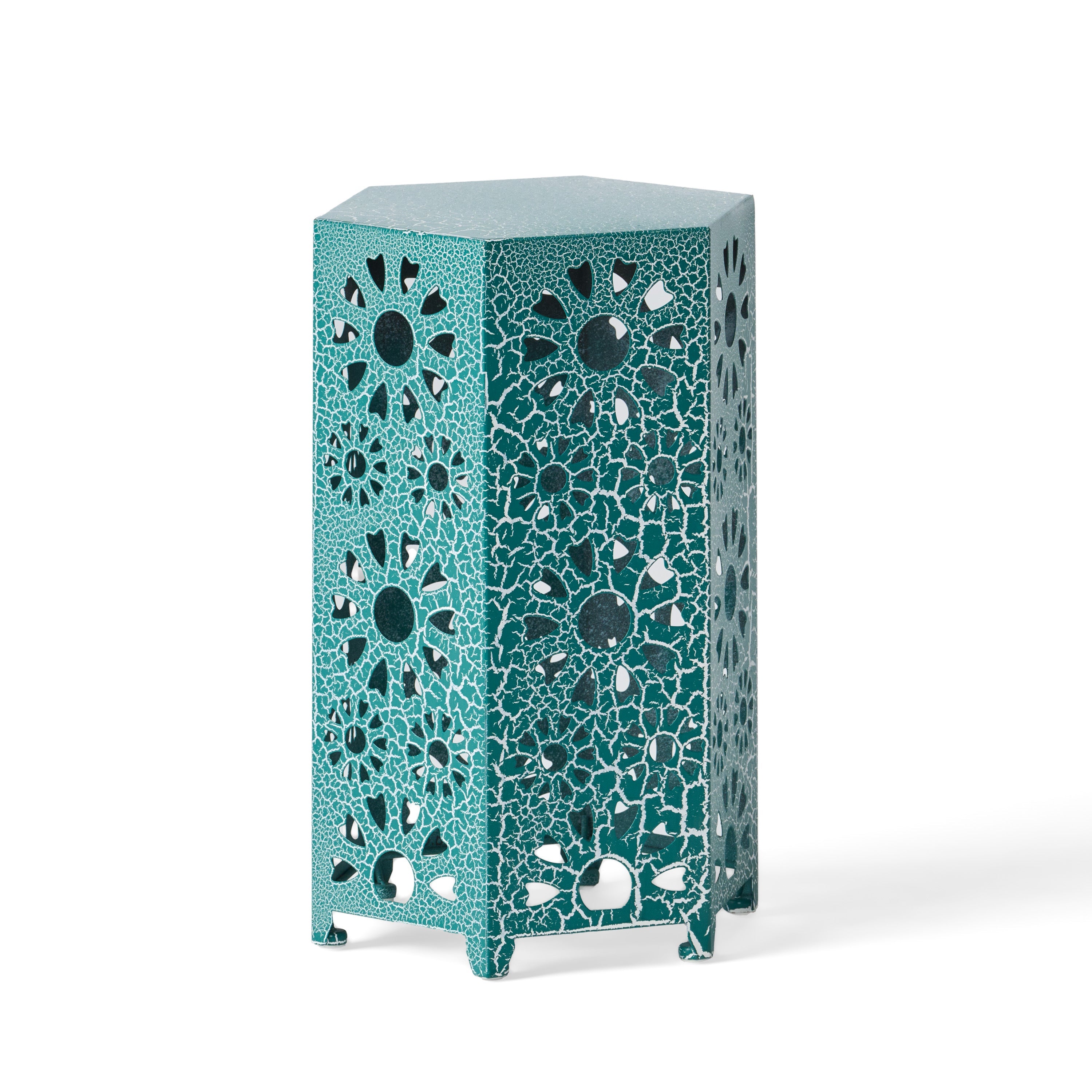ELIANA Modern 12' Side Table with Iron Frame in Teal Finish