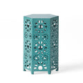 ELIANA Modern 12' Side Table with Iron Frame in Teal Finish