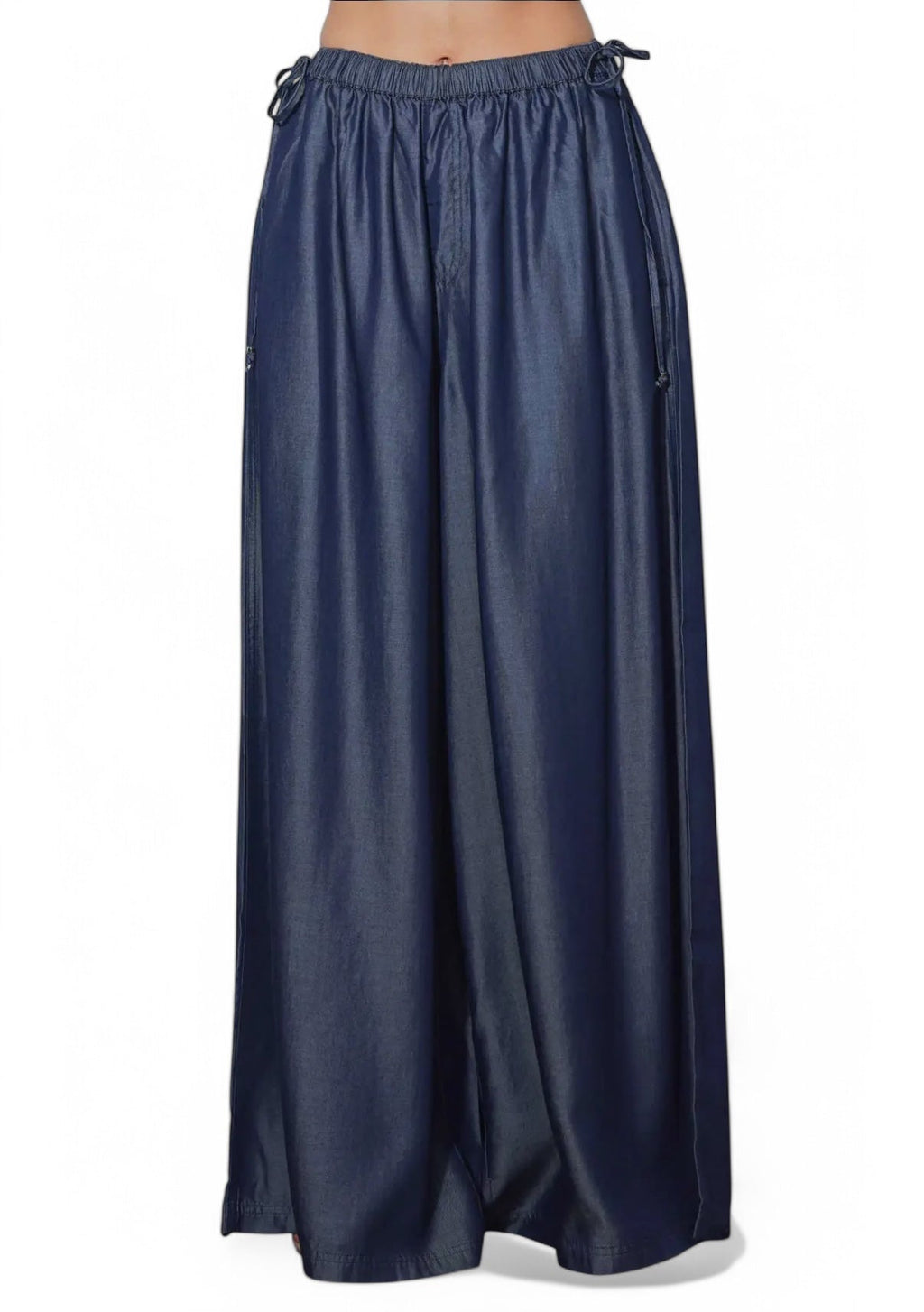 Tencel Palazzo Pants with Side Ribbon