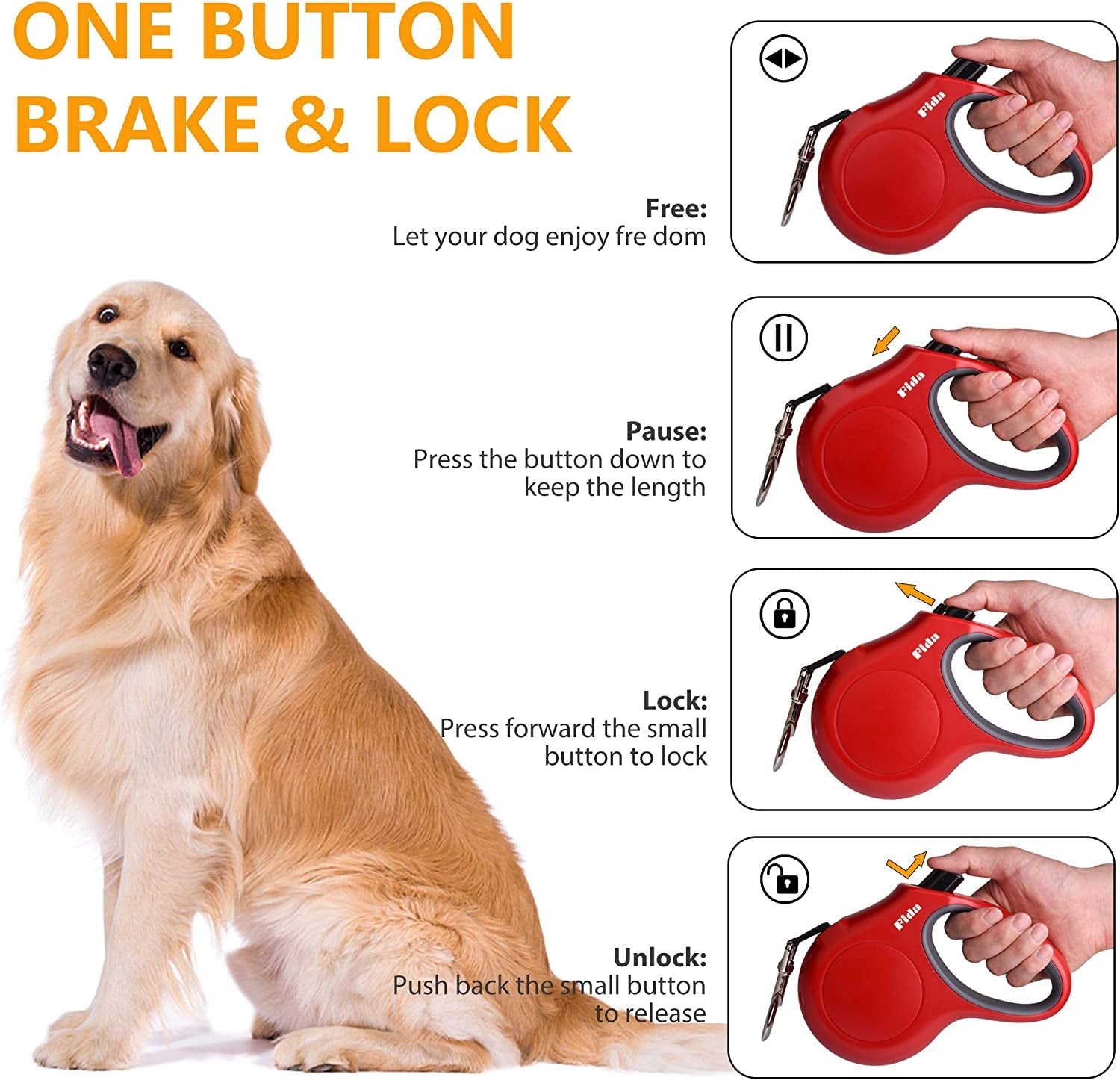 16 ft Retractable Dog Leash with Dispenser and Poop Bags