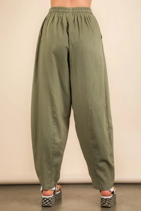 VERY J Solid Barrel Comfy Woven Pants