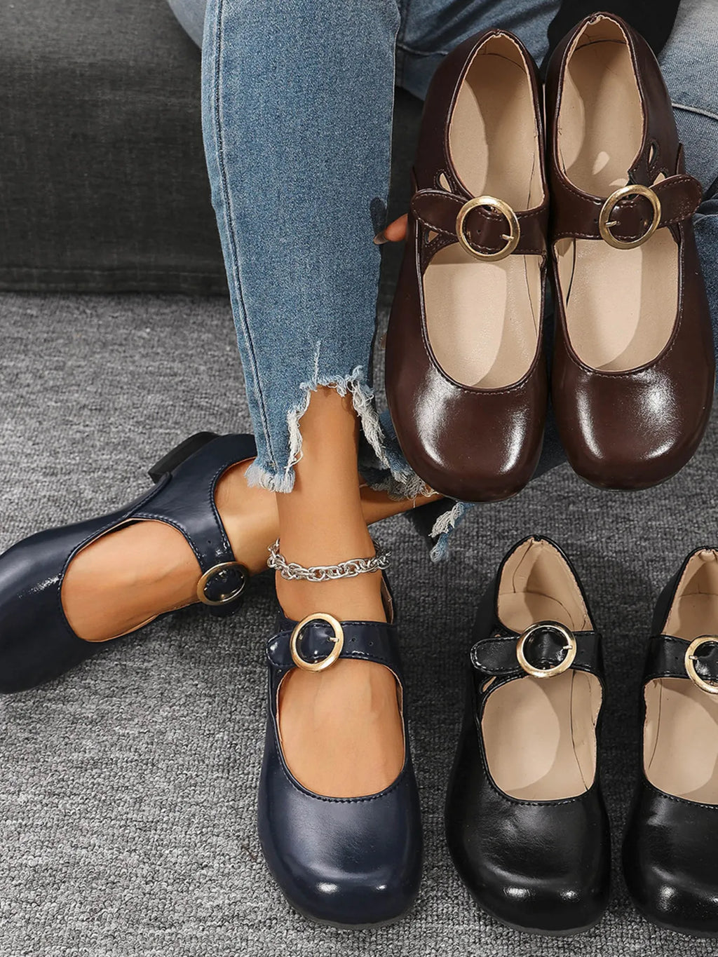 Buckle Strap Mary Jane Loafers