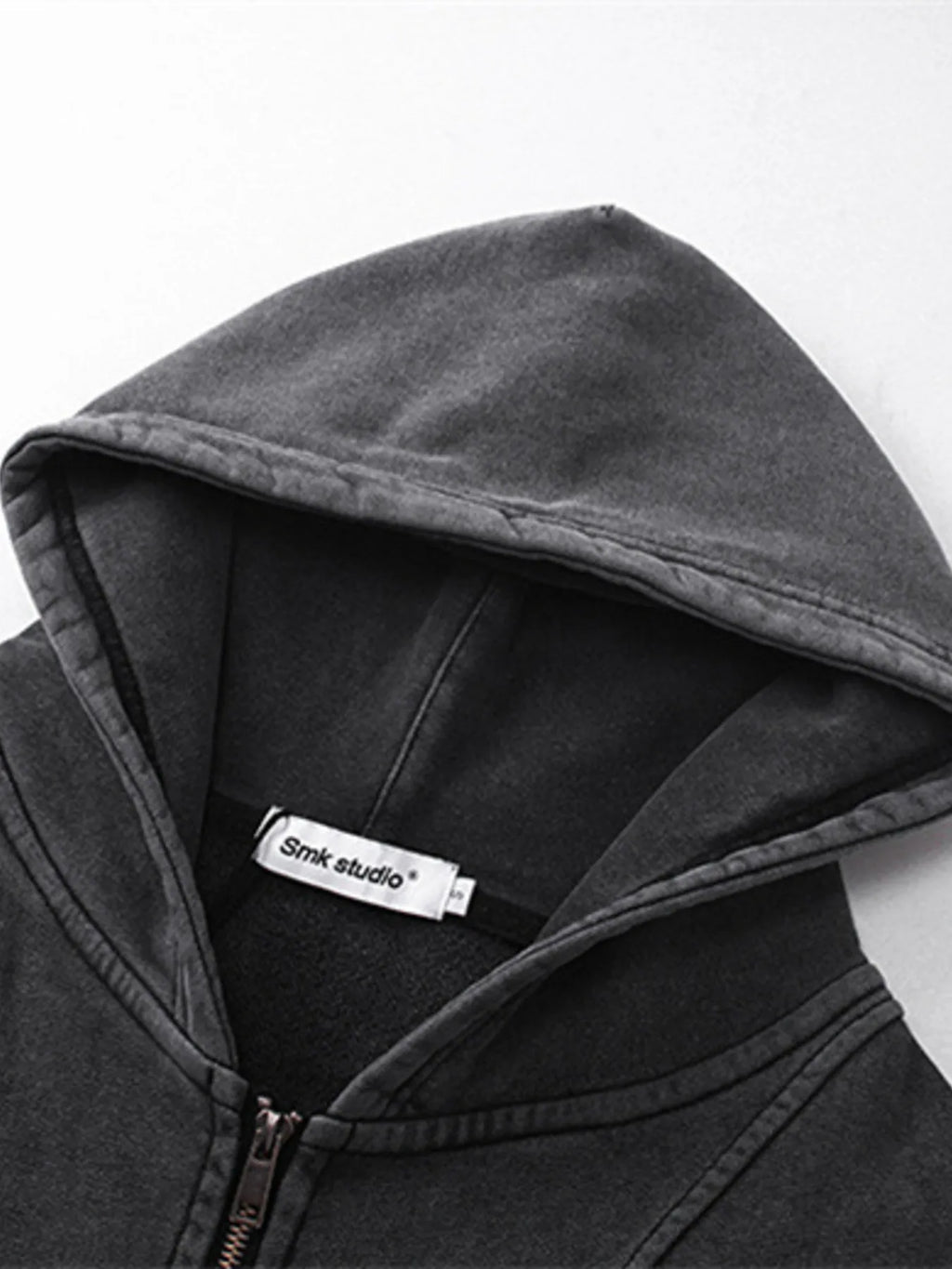 Washed Zip Up Long Sleeve Hooded Jacket