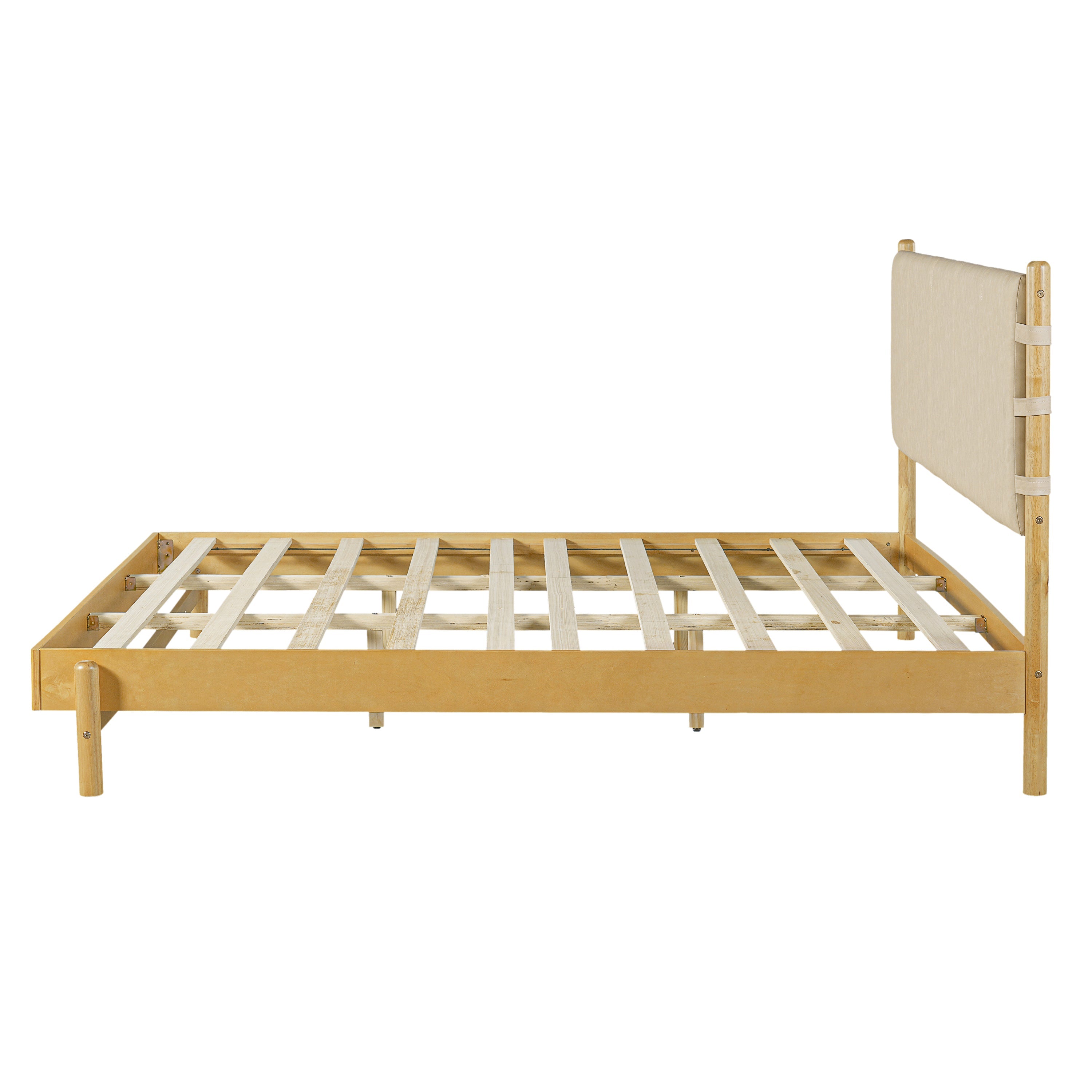 Modern King Bed Frame Set with 2 Nightstands, Beige Wood Platform Bed with Headboard and Matching Bedside Tables for Bedroom