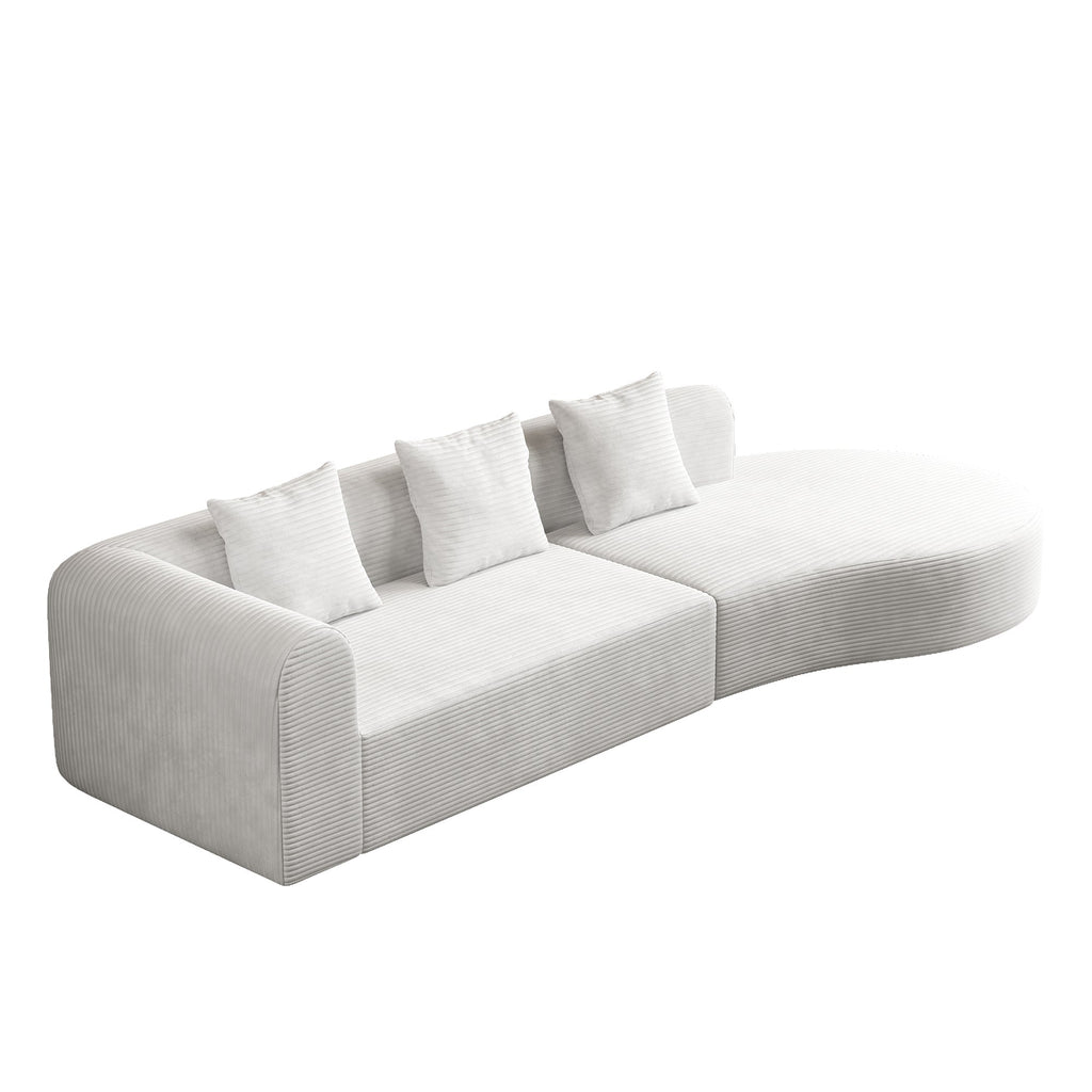 123*37 inch extra large deep modular sofa, cloud sofa 4-person sofa, can sit or lie down, living room corduroy modular sofa, no assembly required, white