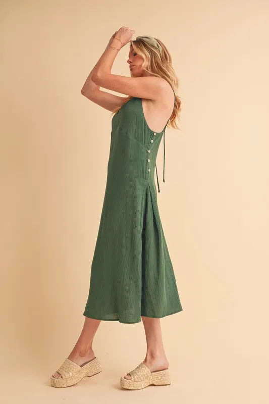 Aemi+Co Side Button Midi Cami Dress