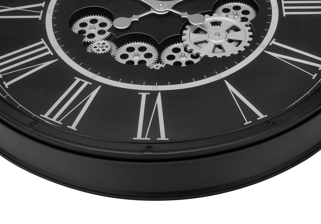 Clocks, 30' Round, Gear Mechanism, Large Oversized, Wall Clock, Black, Transitional