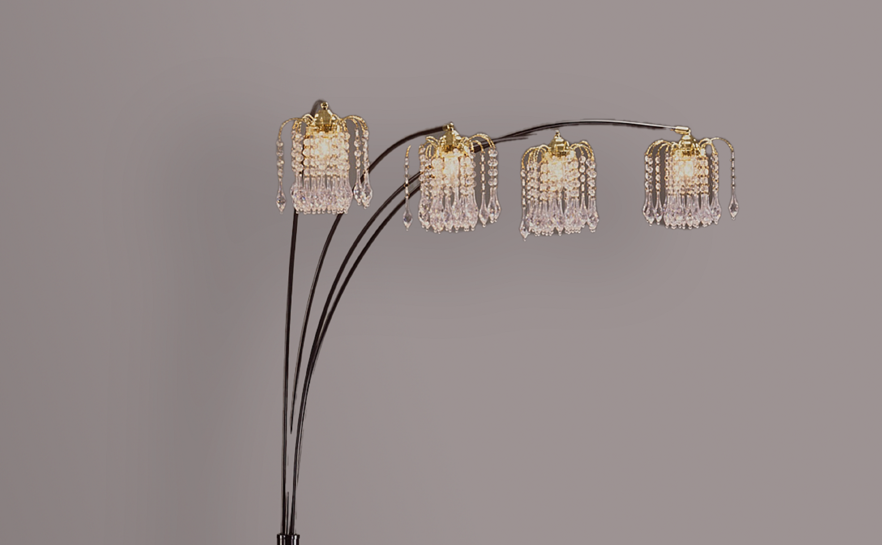 1pc Modern Design Classic Luxury Sleek Multi-head Floor Arc Lamp Half Moon Radiant Crystal-encrusted Sleek Metallic Stems Living Room Black Arc Lamp