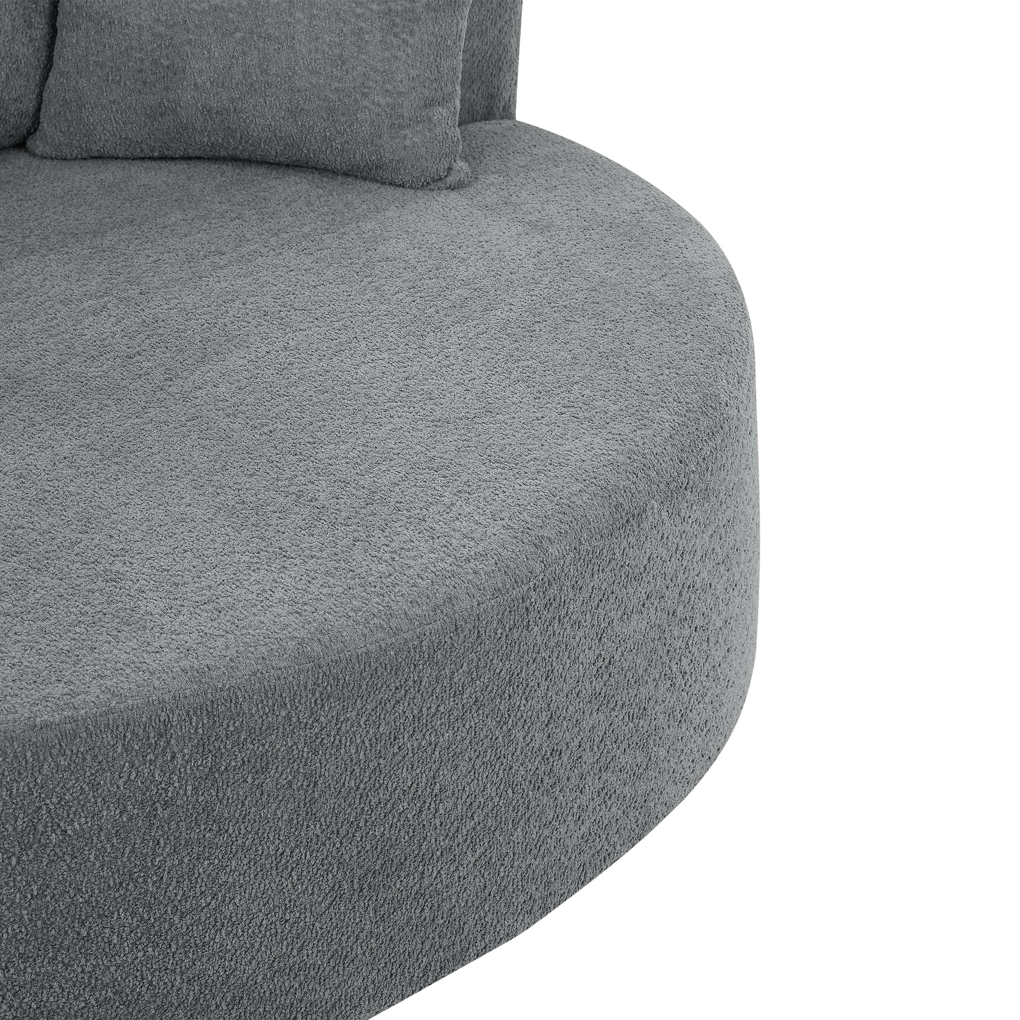 Modern Accent Swivel Barrel Chair with Removable Pillows, Grey Chenille, 56.3x56.3x35.5 in