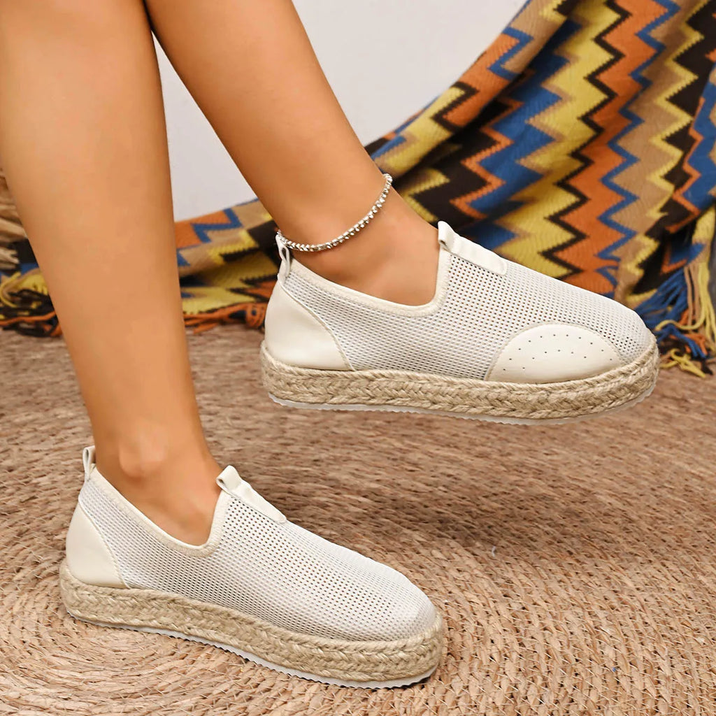 Mesh Espadrille Platform Slip-Ons