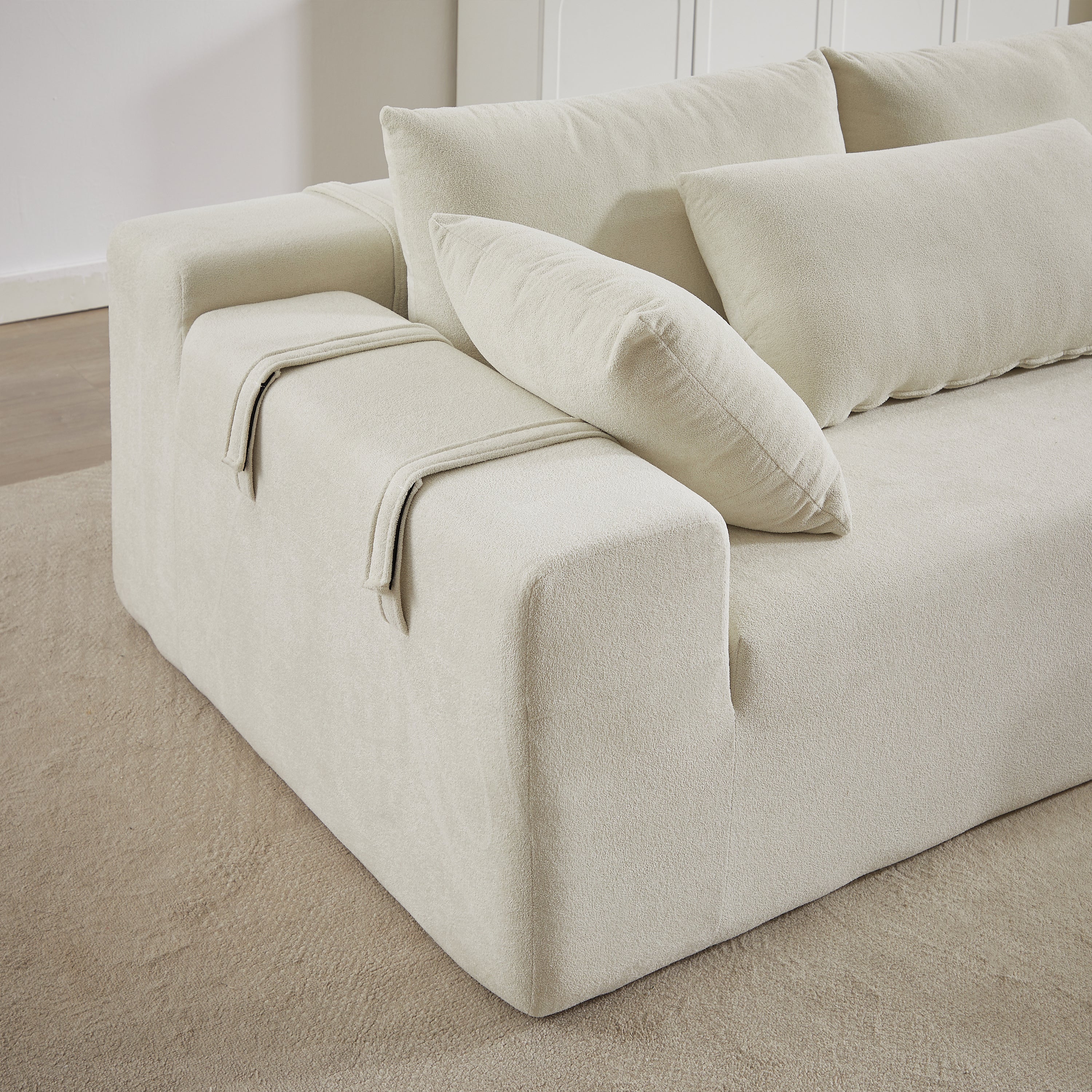 Modern Chenille Upholstered Sectional Sofa Couch Set,Modular 108' L Shaped Sectional Living Room Sofa Set With 6 Pillows,Free Combination Sofa Couch for Living Room,Bedroom(Right Chaise)