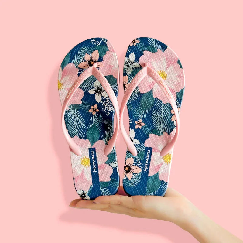Floral Print Summer Toe Post Slippers