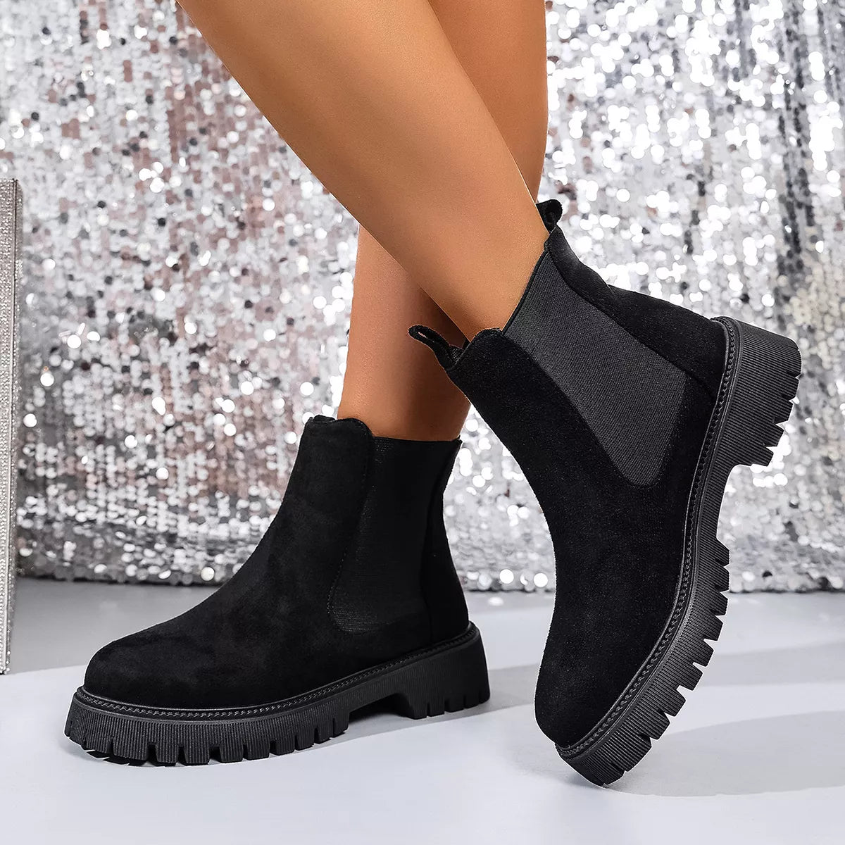 Elastic Side Panels Ankle Boots