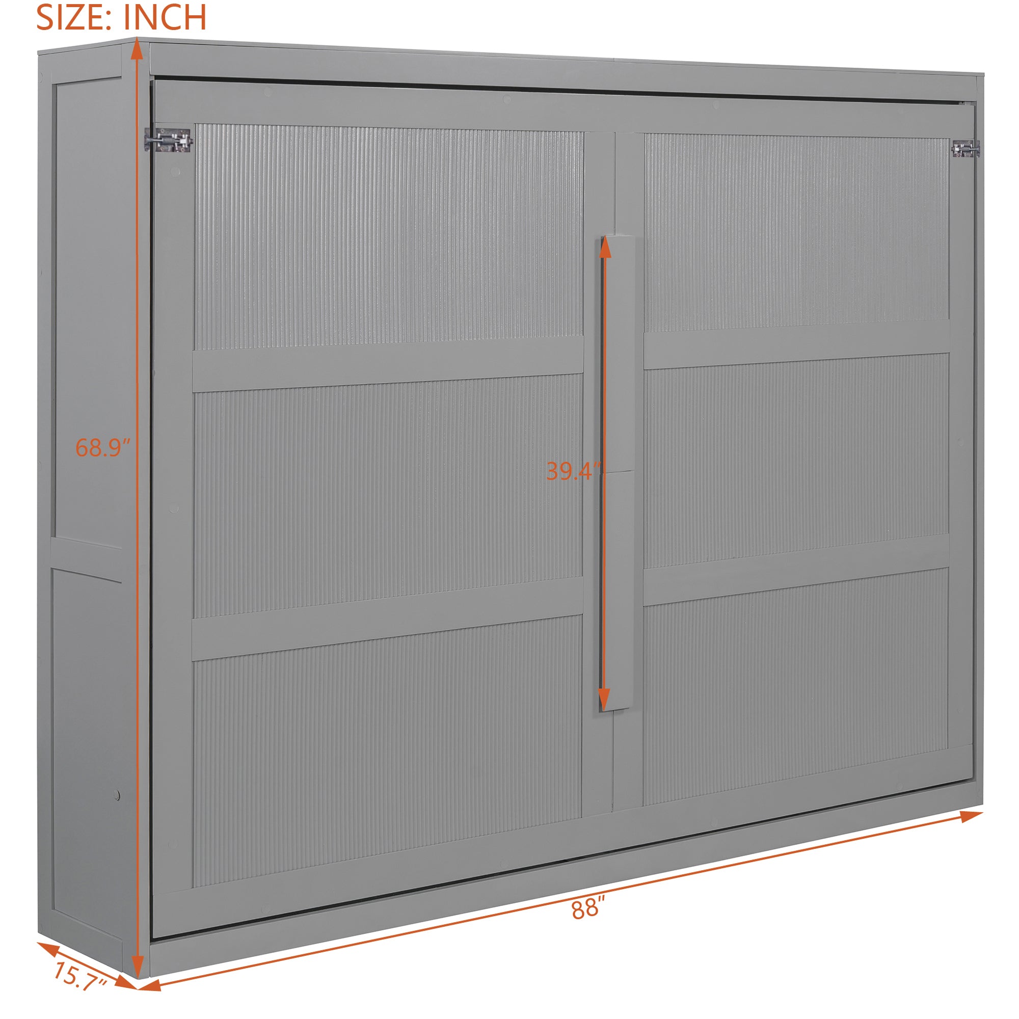 Queen Size Murphy Bed Wall Bed Modern design with LED Lights,Gray(OLD SKU:LP100973AAE)