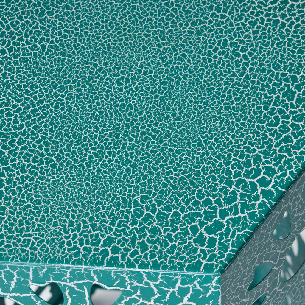 ELIANA Modern 12' Side Table with Iron Frame in Teal Finish