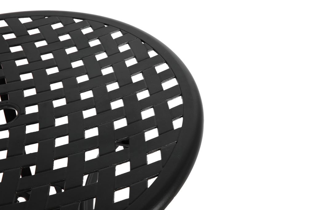 3 Piece Patio Bistro Set Cast Aluminum Bistro Table and Chairs Set of 2 with Umbrella Hole,All Weather Metal Bistro Table Set,Outdoor Patio Furniture Set for Garden Black