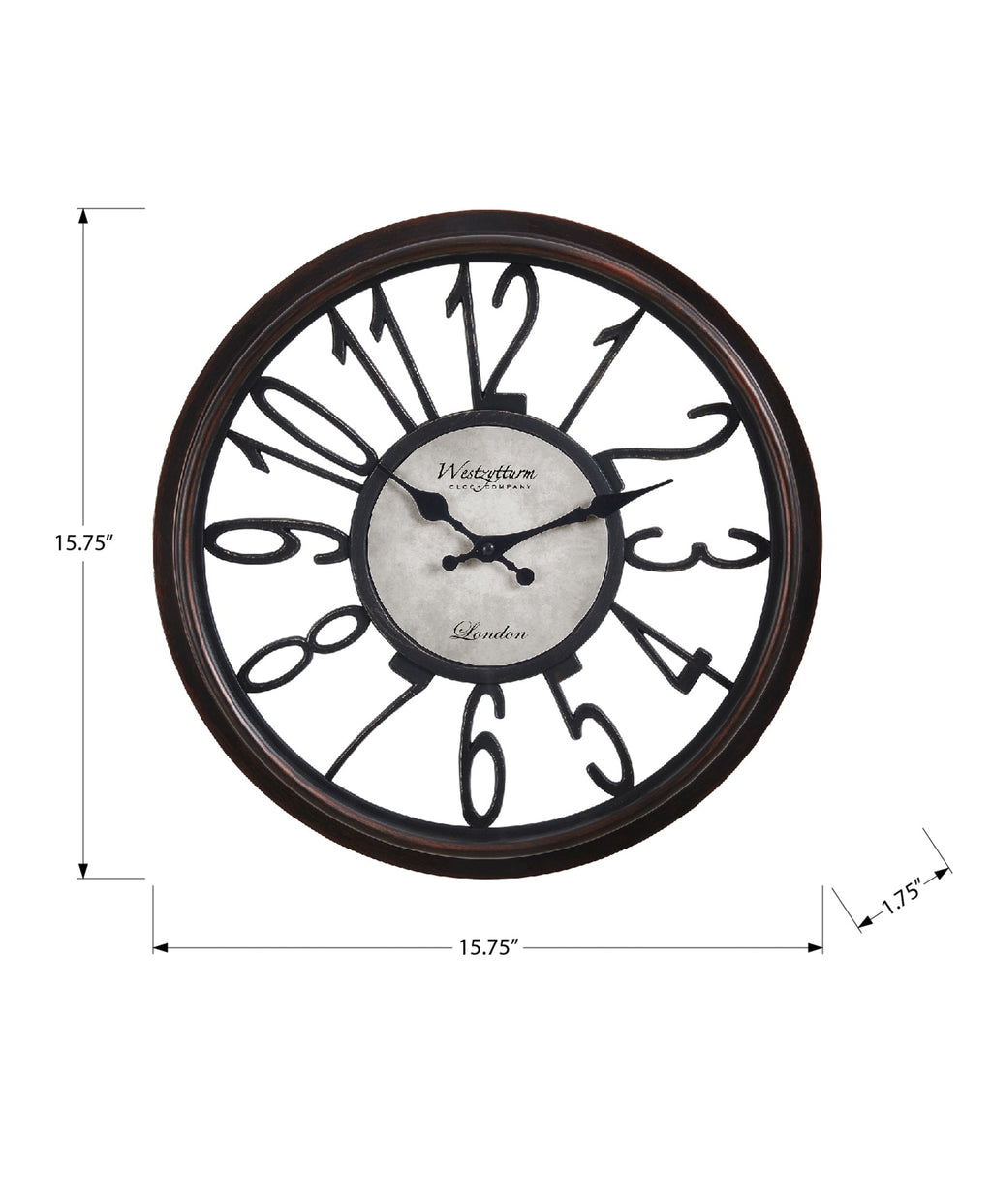 Clocks, 16' Round, Wall Clock, Antique Brown, Transitional