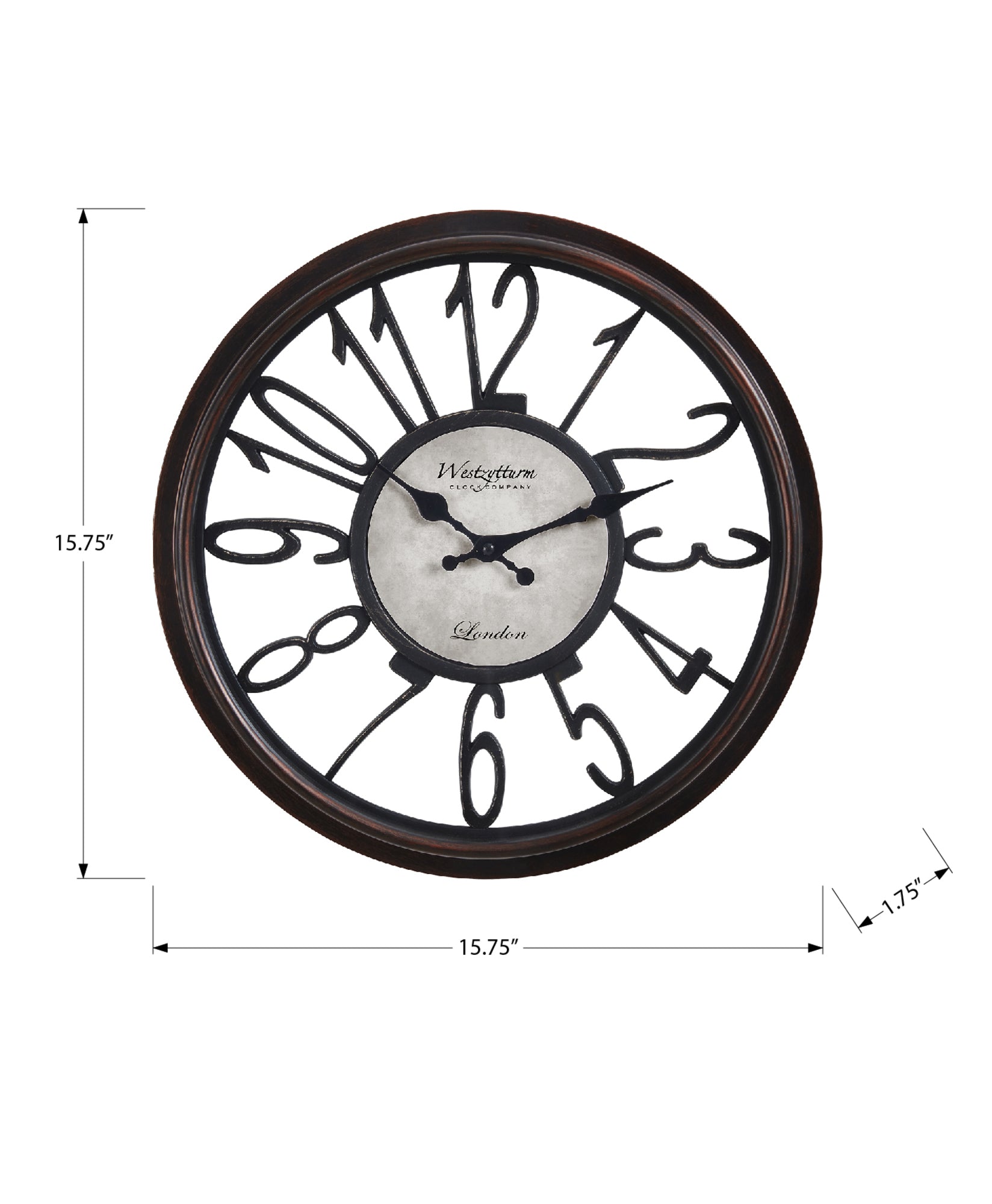 Clocks, 16' Round, Wall Clock, Antique Brown, Transitional