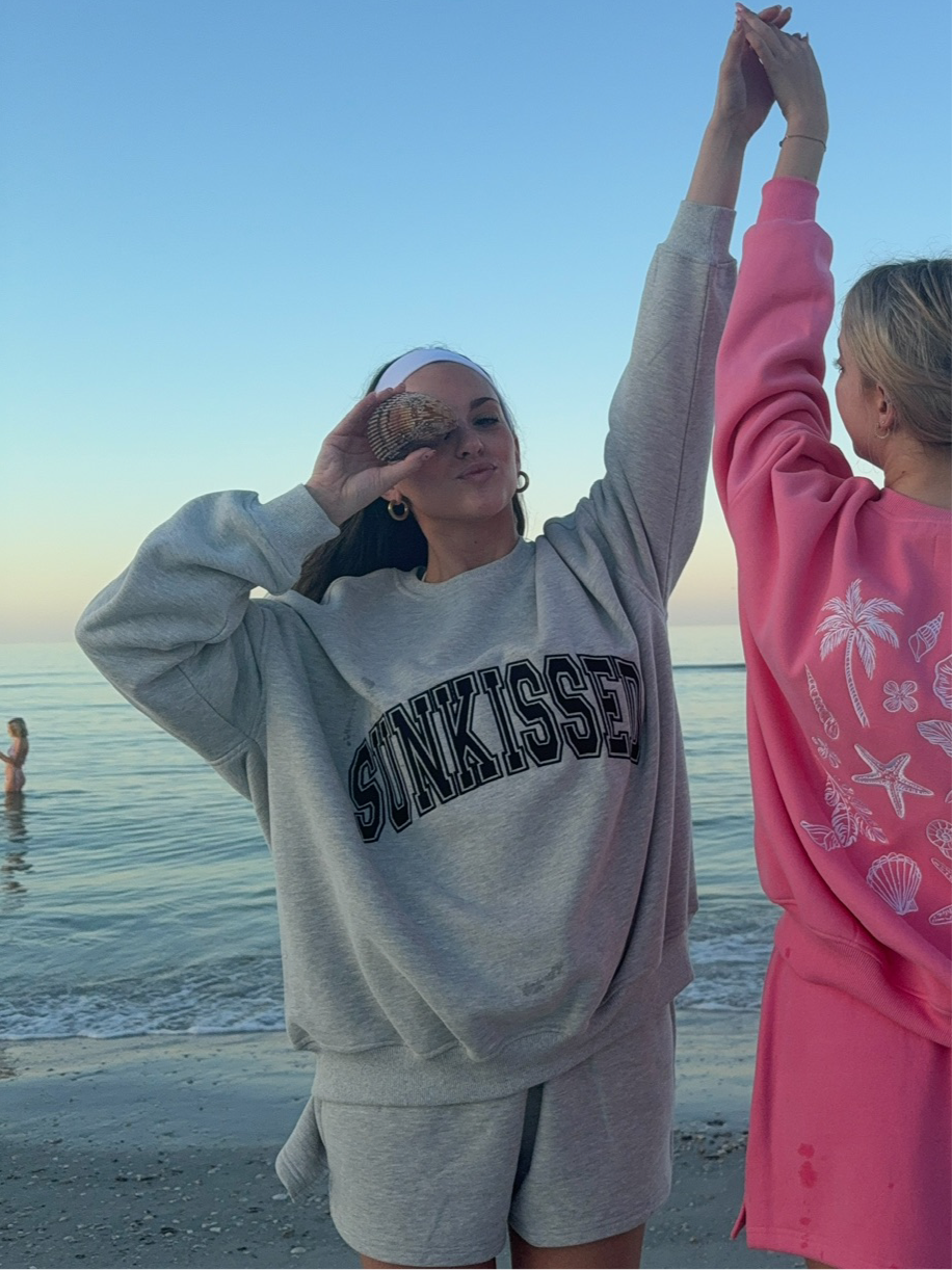 Afternoon Grey Sunkissed Varsity Embroider Sweatshirt