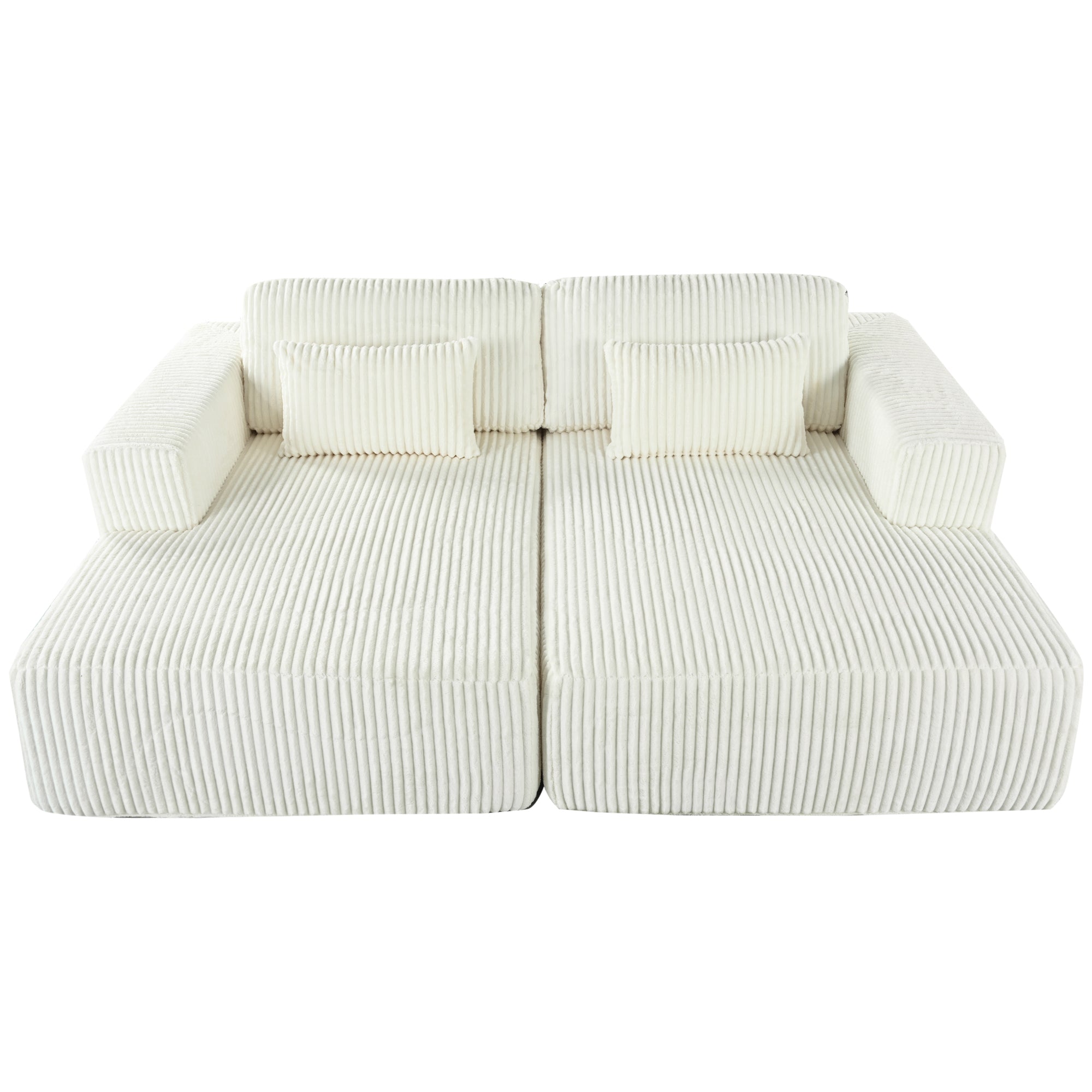 U_Style Corduroy Double Sofa Bed with 2 Pillows, Perfect for Living Rooms, Apartments, Offices