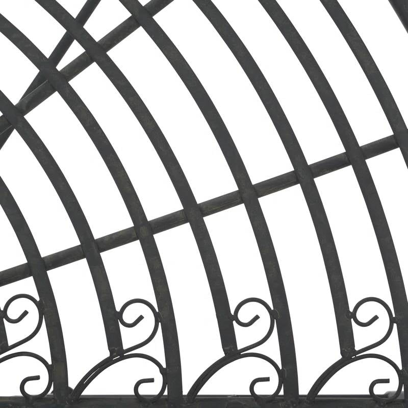 Half-Circle Outdoor Patio Garden Black Wrought Iron Tree Bench