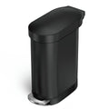 Matte Black 12-Gallon Narrow Kitchen Trash Can with Easy Step-on Lid