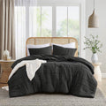 Twin/Twin XL Pre-Washed Pleated Microfiber Comforter Set in Black