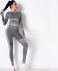 Seamless Long Sleeve Solid Yoga Set