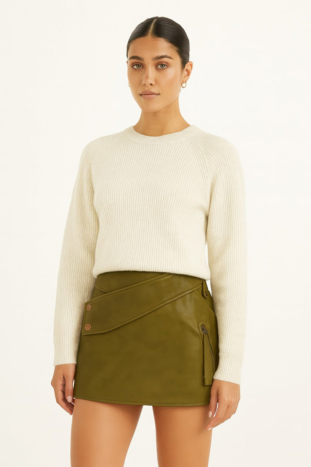 Faux Leather Strap Mini Skirt