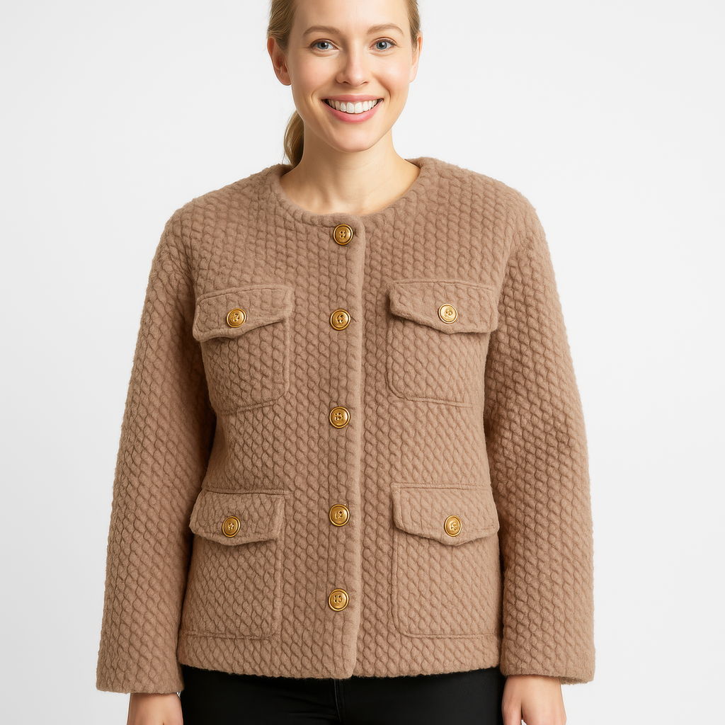 Textured Woven Button-front Jacket
