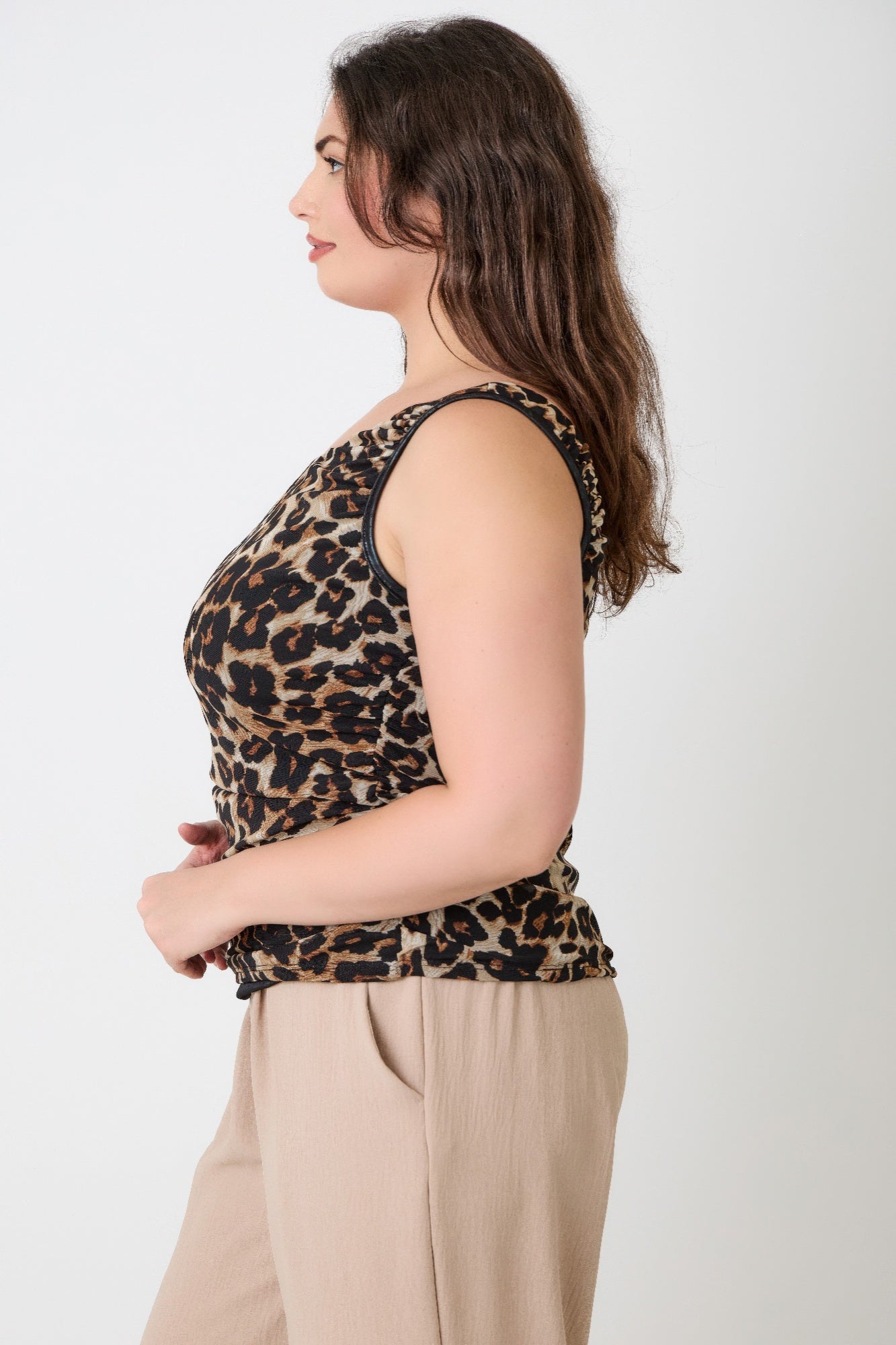 Plus Size Leopard Print Asymmetrical Cami Top