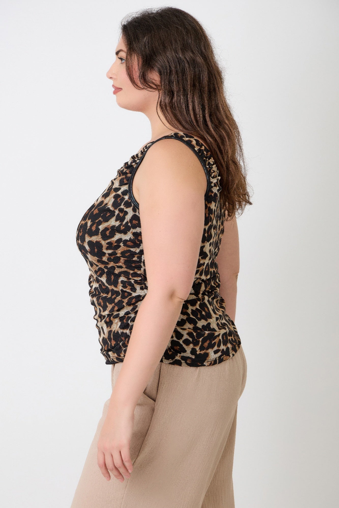 Plus Size Leopard Print Asymmetrical Cami Top